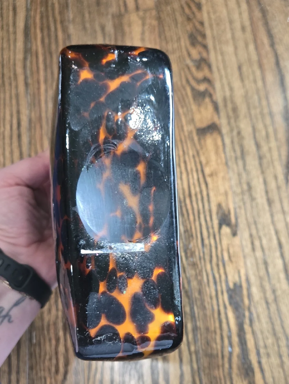 Vintage Murano Glass Purse Vase Leopard Tortoise